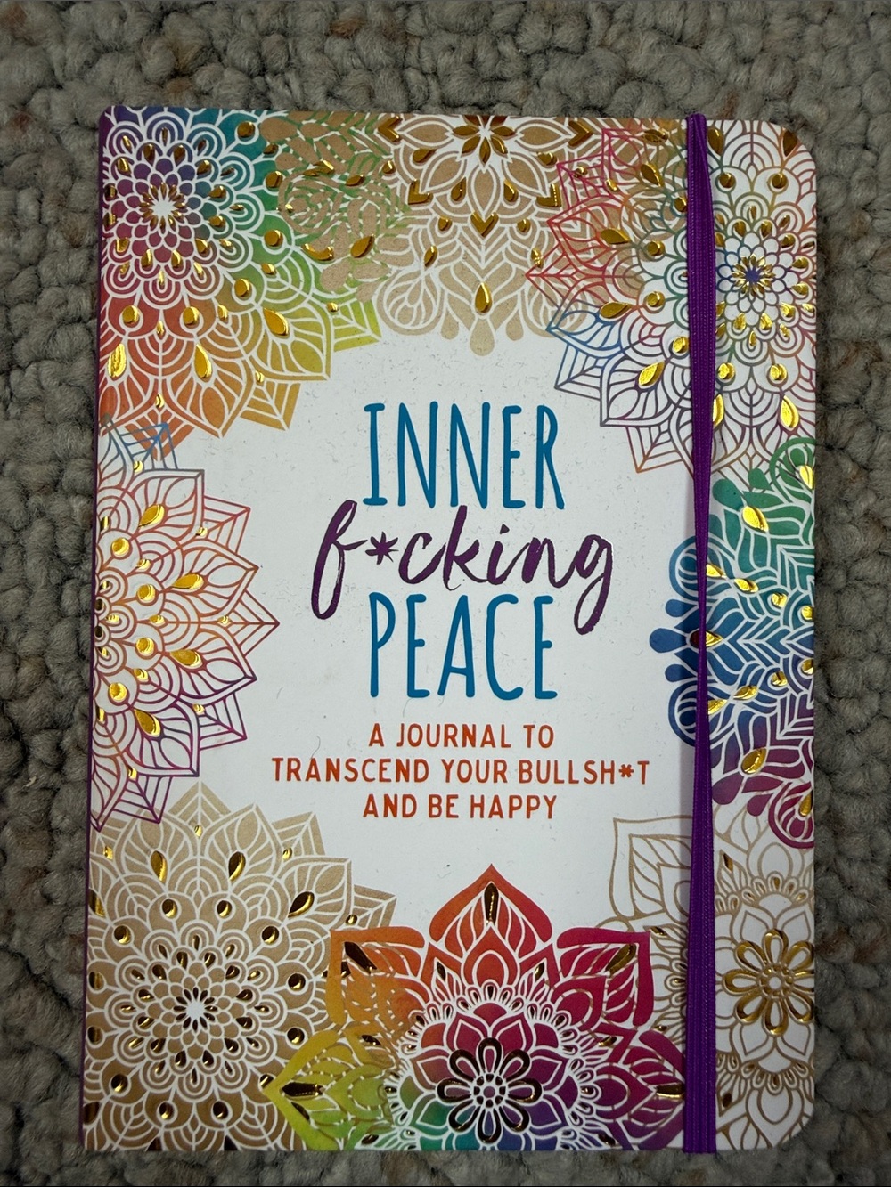 Inner F*cking Peace Rainbow Floral Journal with Purple Elastic